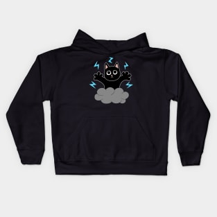 Blue Lightning Black Cat Kids Hoodie